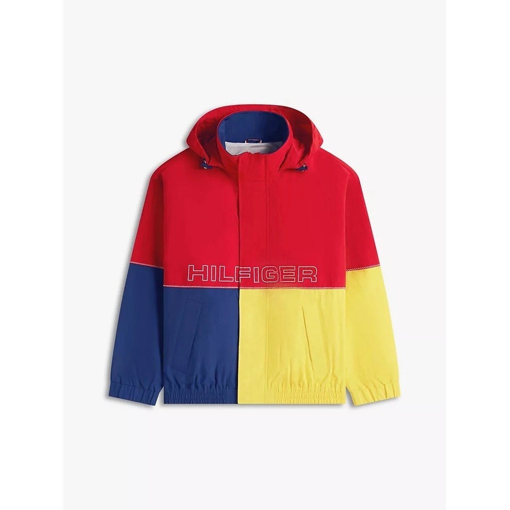 Tommy Hilfiger Colorblock Regatta Jacket Hooded Zip  Water Resistant Mens Sz M
